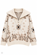 PAISLEY LOVE - Strickpullover mit Reißverschluss und hohem Kragen