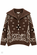 PAISLEY LOVE - Strickpullover mit Reißverschluss und hohem Kragen