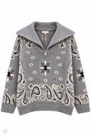 PAISLEY LOVE - Strickpullover mit Reißverschluss und hohem Kragen