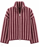 COZY STRIPES - Gestreifte Strickjacke mit Zwei-Wege-Reißverschluss