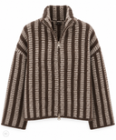 COZY STRIPES - Gestreifte Strickjacke mit Zwei-Wege-Reißverschluss